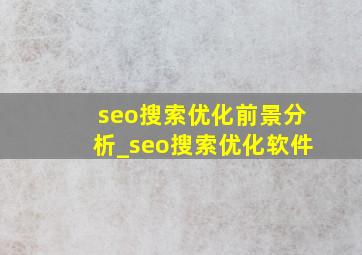 seo搜索优化前景分析_seo搜索优化软件