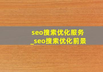 seo搜索优化服务_seo搜索优化前景