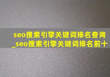 seo搜索引擎关键词排名查询_seo搜索引擎关键词排名前十