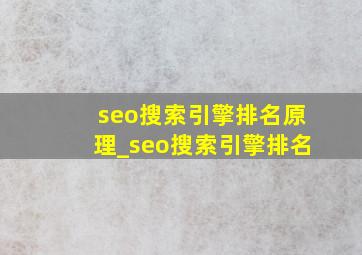 seo搜索引擎排名原理_seo搜索引擎排名