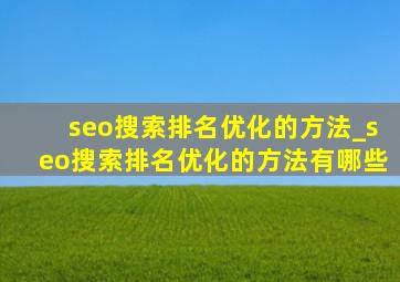 seo搜索排名优化的方法_seo搜索排名优化的方法有哪些