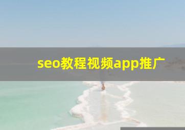 seo教程视频app推广