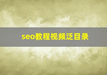 seo教程视频泛目录