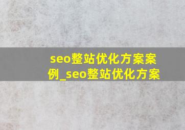 seo整站优化方案案例_seo整站优化方案