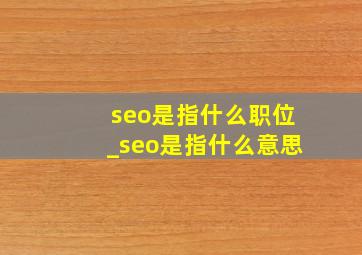 seo是指什么职位_seo是指什么意思