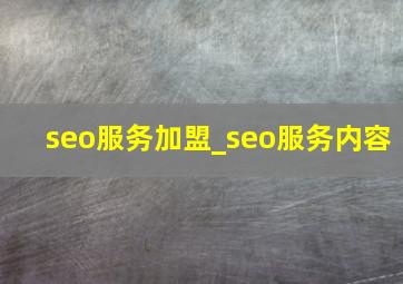 seo服务加盟_seo服务内容