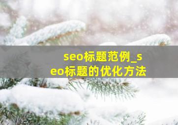 seo标题范例_seo标题的优化方法