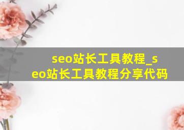 seo站长工具教程_seo站长工具教程分享代码