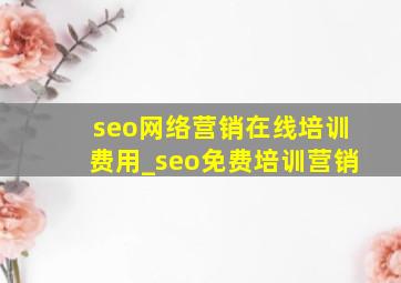 seo网络营销在线培训费用_seo免费培训营销