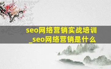 seo网络营销实战培训_seo网络营销是什么