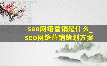 seo网络营销是什么_seo网络营销策划方案