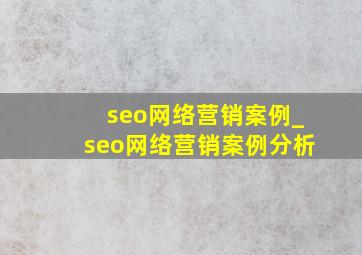 seo网络营销案例_seo网络营销案例分析