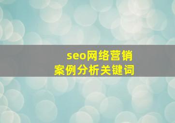 seo网络营销案例分析关键词