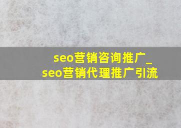 seo营销咨询推广_seo营销代理推广引流