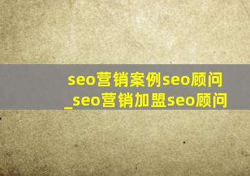 seo营销案例seo顾问_seo营销加盟seo顾问