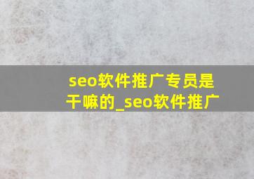 seo软件推广专员是干嘛的_seo软件推广