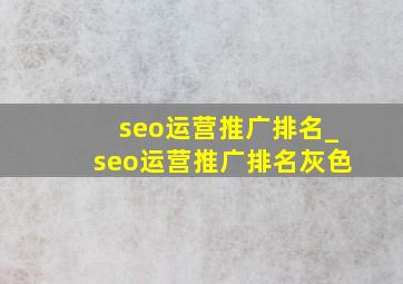 seo运营推广排名_seo运营推广排名灰色