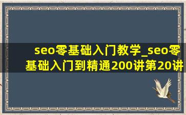 seo零基础入门教学_seo零基础入门到精通200讲第20讲