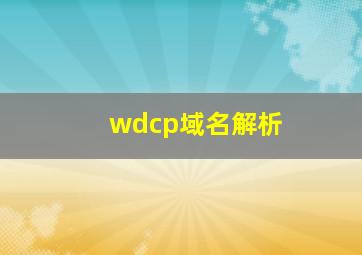 wdcp域名解析