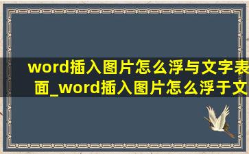 word插入图片怎么浮与文字表面_word插入图片怎么浮于文字之上