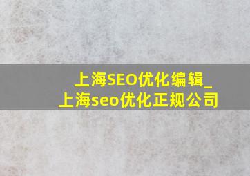 上海SEO优化编辑_上海seo优化正规公司
