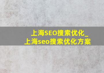 上海SEO搜索优化_上海seo搜索优化方案