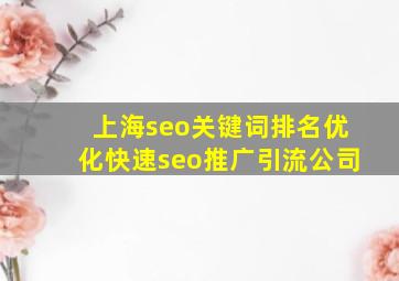 上海seo关键词排名优化(快速seo推广引流公司)