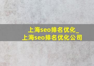 上海seo排名优化_上海seo排名优化公司