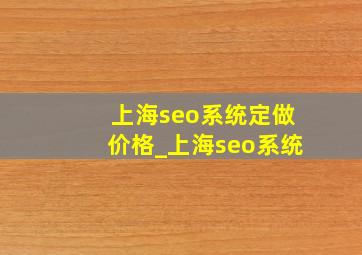 上海seo系统定做价格_上海seo系统