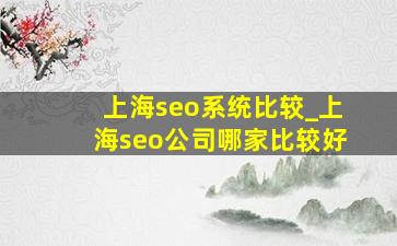 上海seo系统比较_上海seo公司哪家比较好