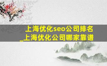 上海优化seo公司排名_上海优化公司哪家靠谱