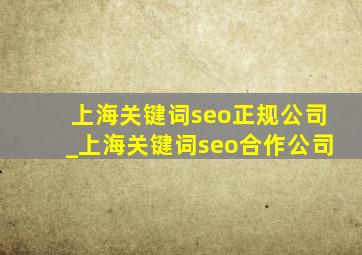 上海关键词seo正规公司_上海关键词seo合作公司