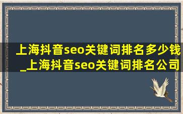 上海抖音seo关键词排名多少钱_上海抖音seo关键词排名公司哪家好