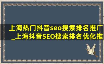 上海热门抖音seo搜索排名推广_上海抖音SEO搜索排名优化推广公司