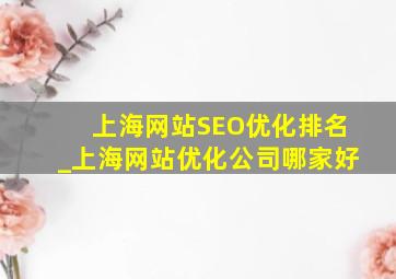 上海网站SEO优化排名_上海网站优化公司哪家好