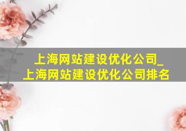 上海网站建设优化公司_上海网站建设优化公司排名