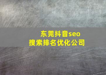 东莞抖音seo搜索排名优化公司