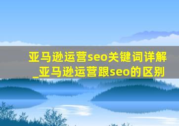 亚马逊运营seo关键词详解_亚马逊运营跟seo的区别