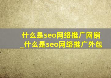 什么是seo网络推广网销_什么是seo网络推广外包