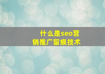 什么是seo营销推广留痕技术