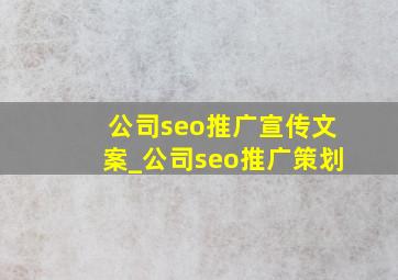 公司seo推广宣传文案_公司seo推广策划