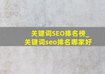 关键词SEO排名榜_关键词seo排名哪家好