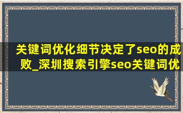关键词优化细节决定了seo的成败_深圳搜索引擎seo关键词优化方法
