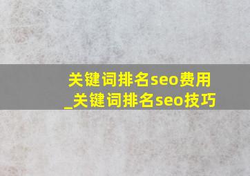 关键词排名seo费用_关键词排名seo技巧