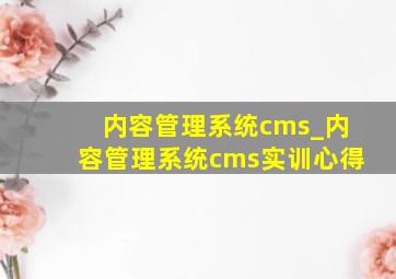 内容管理系统cms_内容管理系统cms实训心得