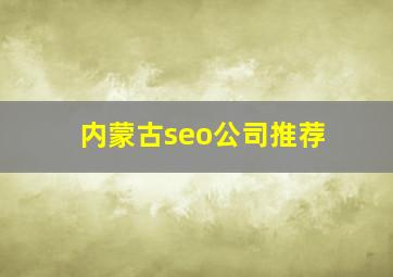 内蒙古seo公司推荐