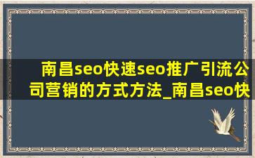 南昌seo(快速seo推广引流公司)营销的方式方法_南昌seo(快速seo推广引流公司)营销