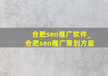 合肥seo推广软件_合肥seo推广策划方案