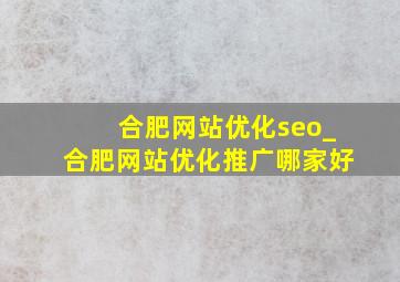 合肥网站优化seo_合肥网站优化推广哪家好
