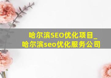 哈尔滨SEO优化项目_哈尔滨seo优化服务公司